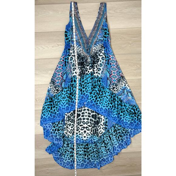 True Colors by La Moda Hi Low Frill Maxi Dress Size Small Medium Resort Flowy - Picture 15 of 16